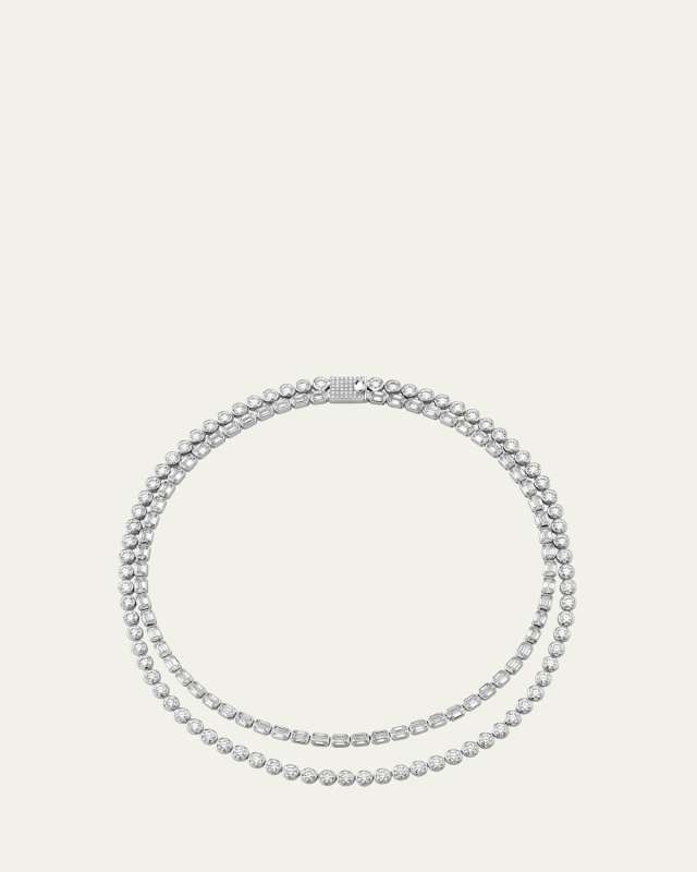 Celestial Double Strand Lab Grown Diamond Tennis Necklace, 42.36tcw